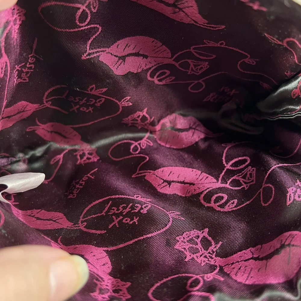 BETSEY JOHNSON Pink Heart Quilted Makeup Bag Travel Zipper Whimsical Feminine